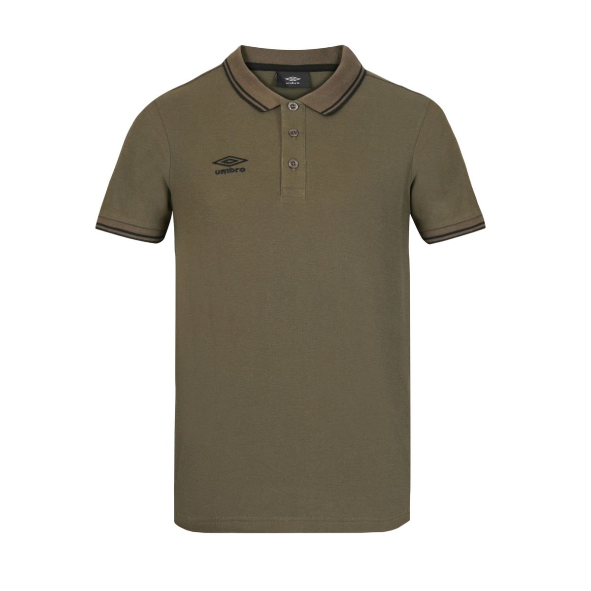 Polo piqué de coton kaki/noir, UMBRO