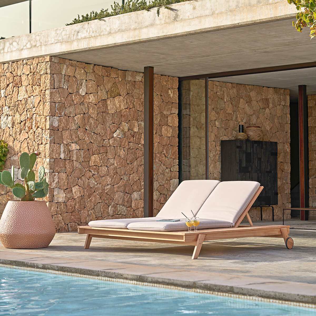 Bain de soleil 2 places en eucalyptus, Altea naturel, AM.PM