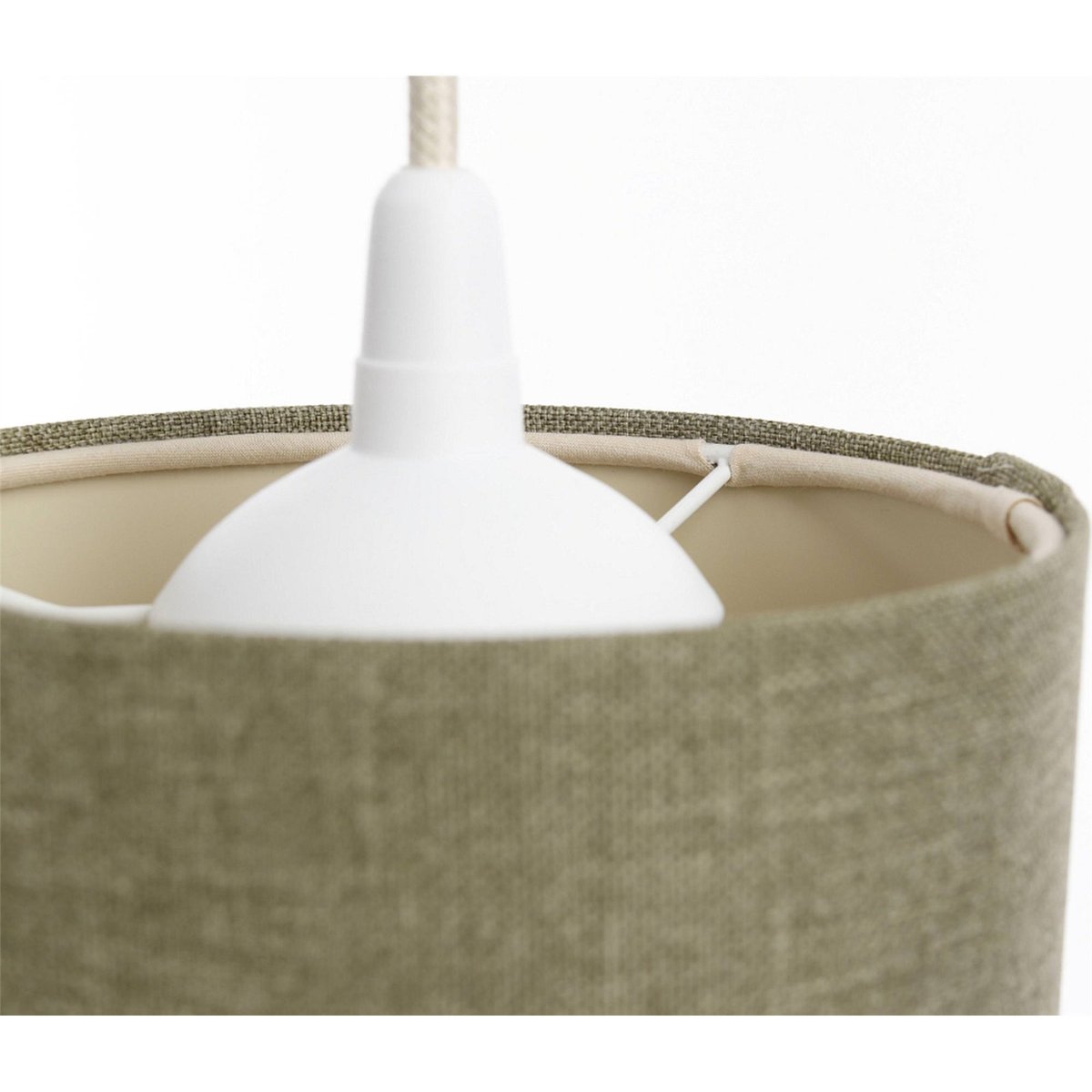 Suspension en lin rond Boho Elegant lin naturel et rotin clair, BPS KONCEPT