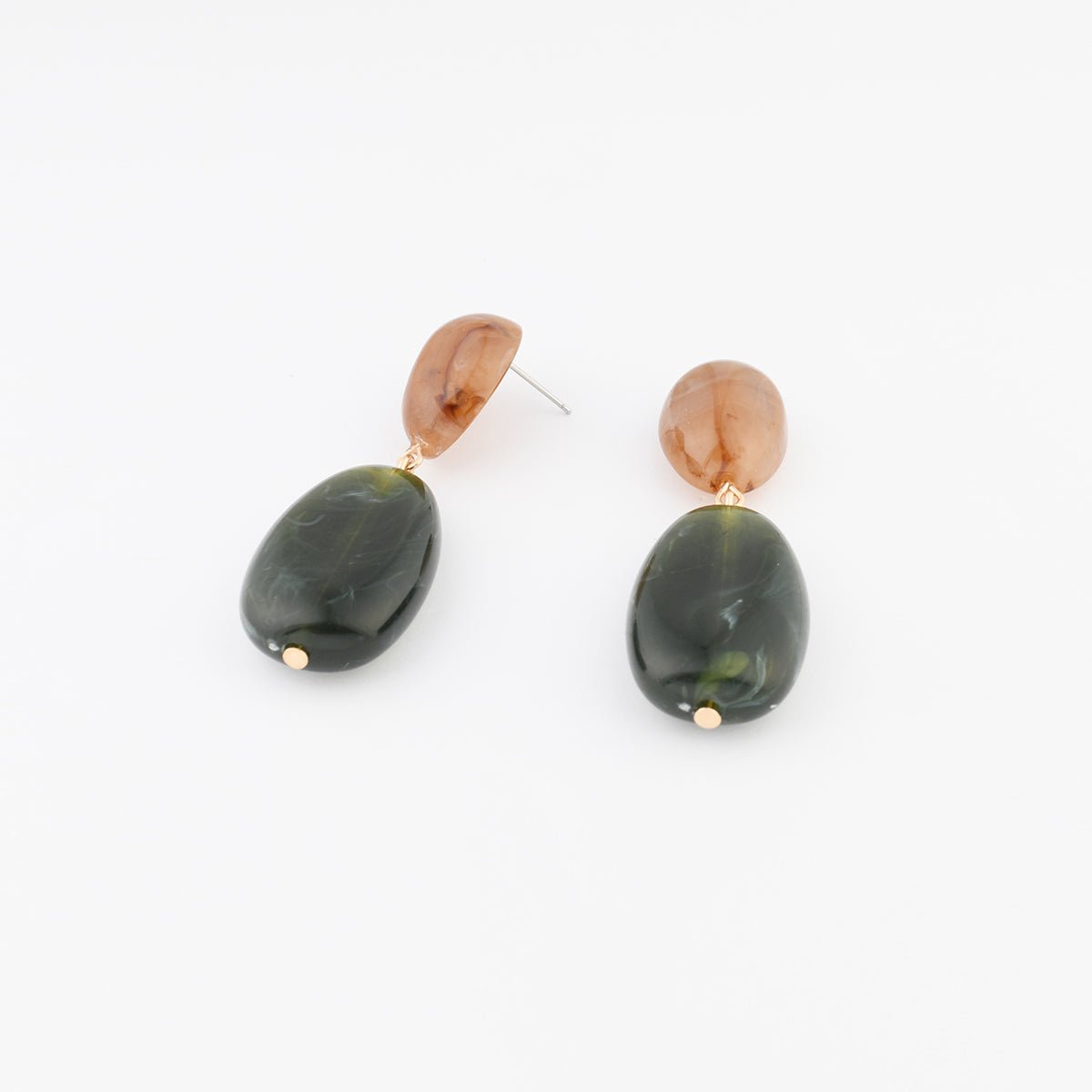 Boucles d'oreilles galets en résine vert vert, BALABOOSTE