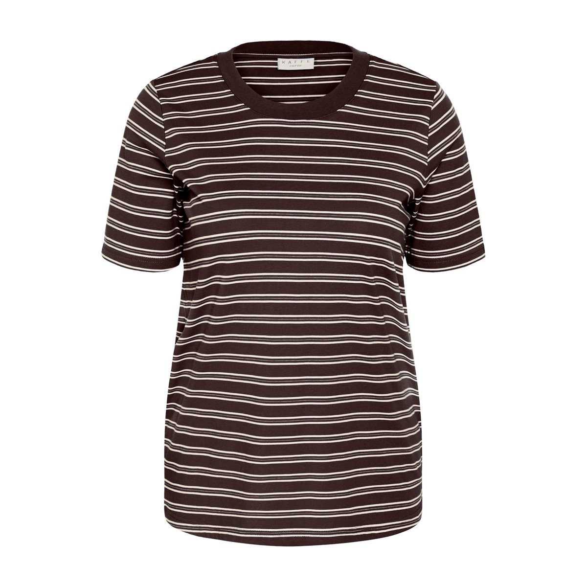 T-shirt à manches courtes marron chocolate brown/chalk stripes, KAFFE CURVE