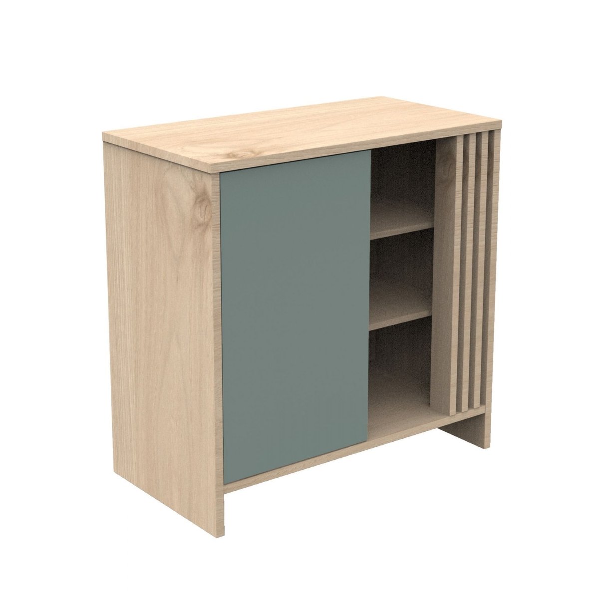 Commode porte et niches avec plan à langer amovible vert, SAUTHON