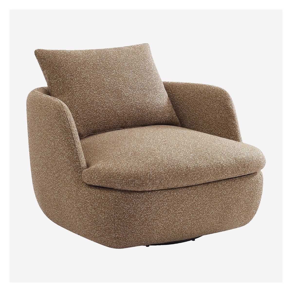 Fauteuil pivotant en tissu bouclette MONZA marron, HABITAT