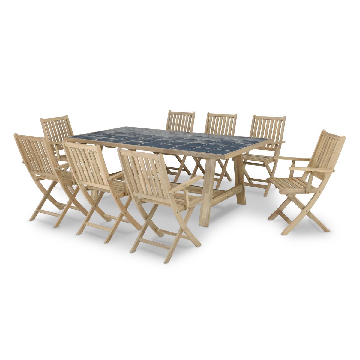 Salon de jardin, 8 chaises, BISBAL&JAVA LIGHT bleu, DEFORA HOME