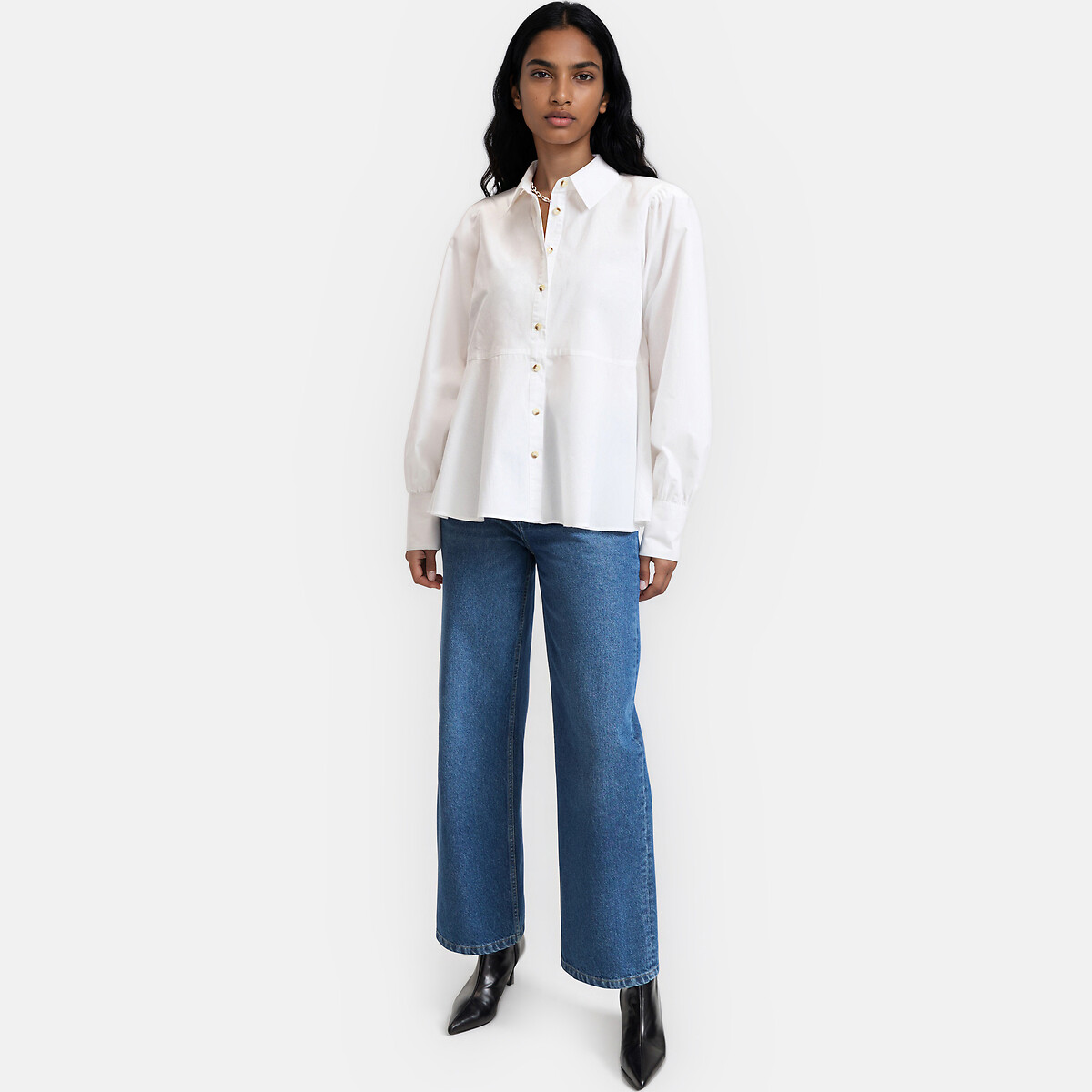 Chemise évasée, manches longues blanc, LA REDOUTE COLLECTIONS