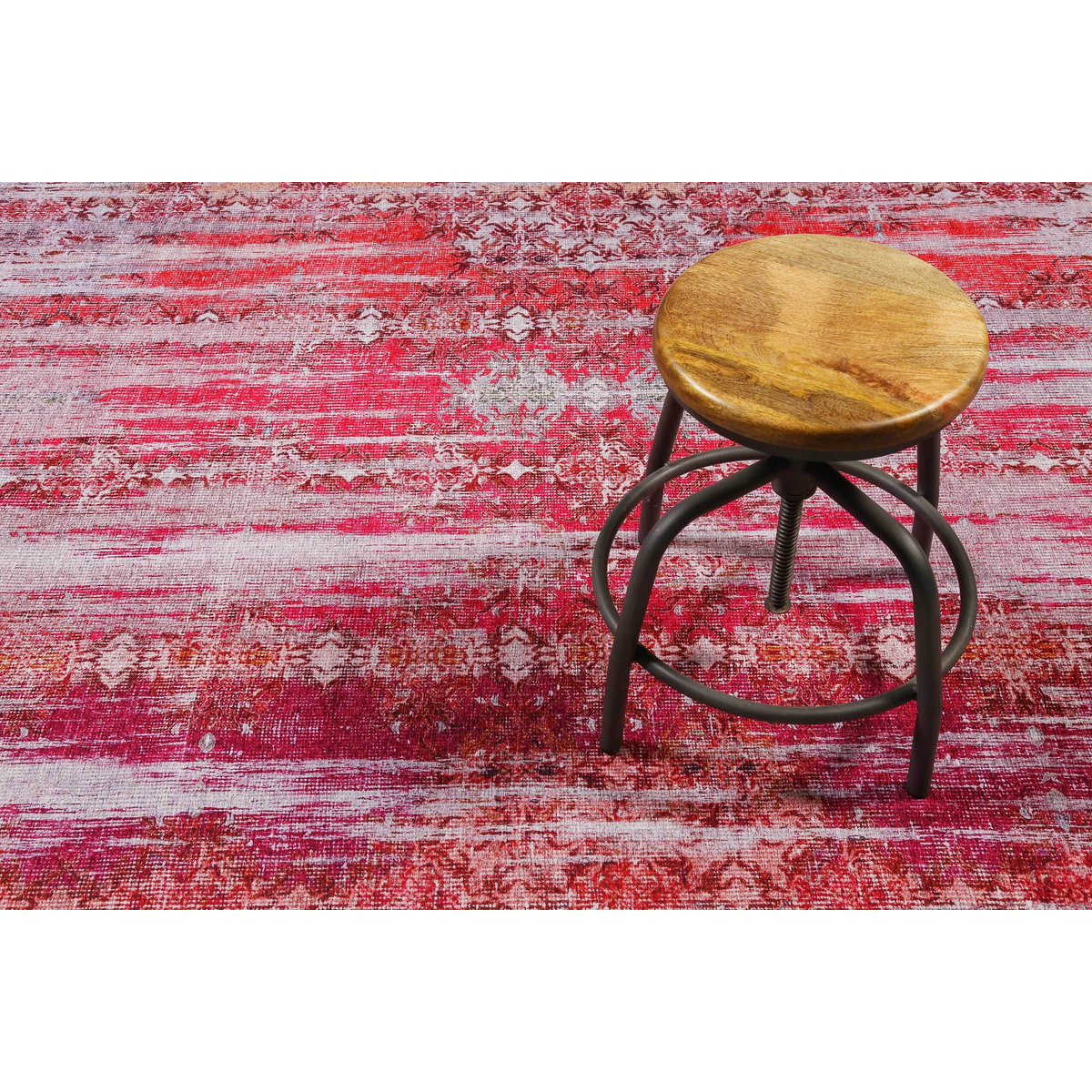 Tapis tissé plat vintage effet used , SUNSET IN FARO rose, WECON HOME