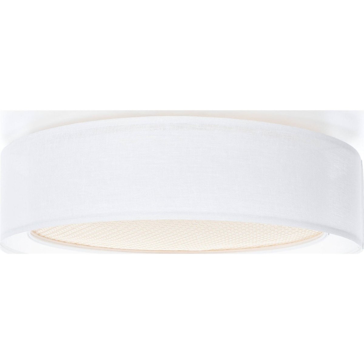 Plafonnier rond en tissu double couche Puro blanc tissu effet rotang beige, BPS KONCEPT