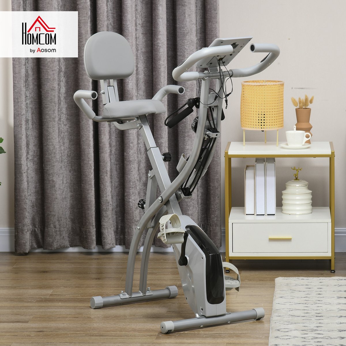 Vélo d'appartement magnétique Acier Gris, gris, HOMCOM