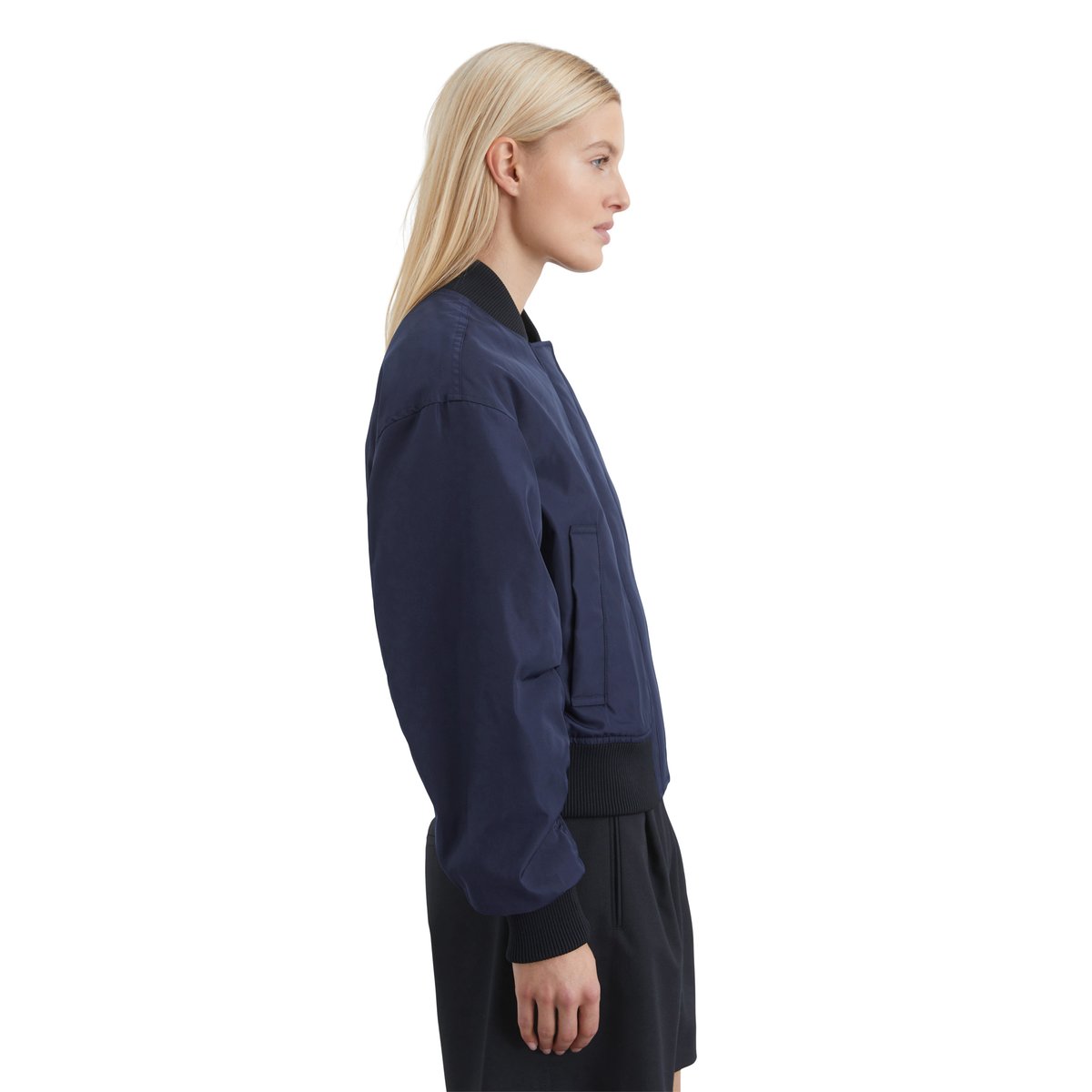 Blouson Aviator régulier en mini-canvas recyclé bleu foncé, MARC O'POLO