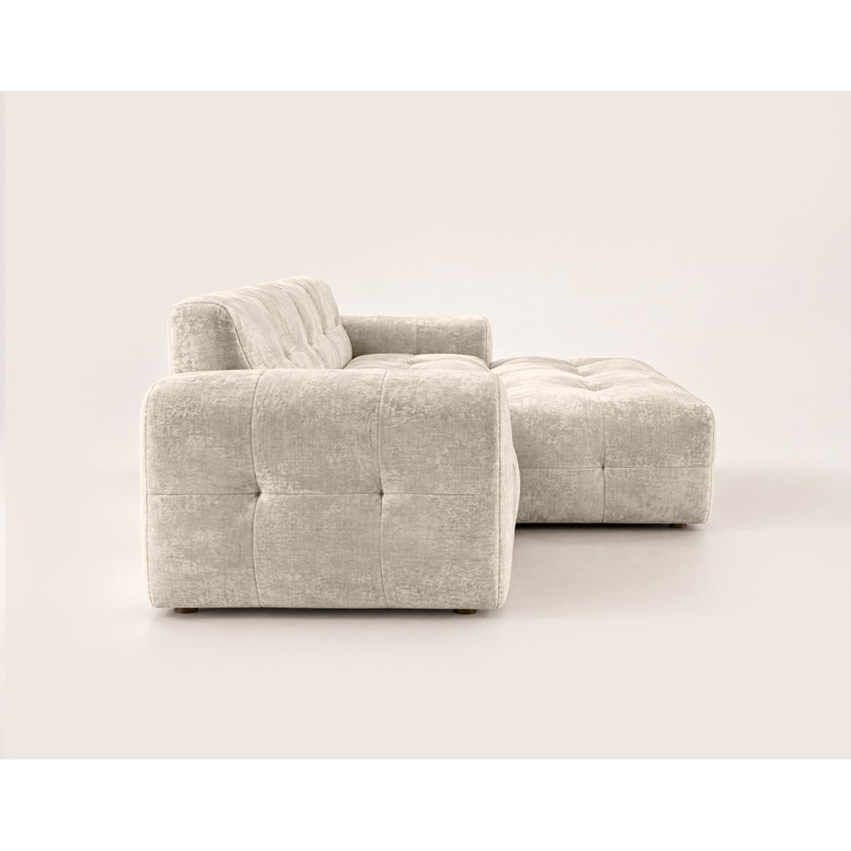Canapé d'angle droit en velours texturé, DIANE beige, BEST MOBILIER