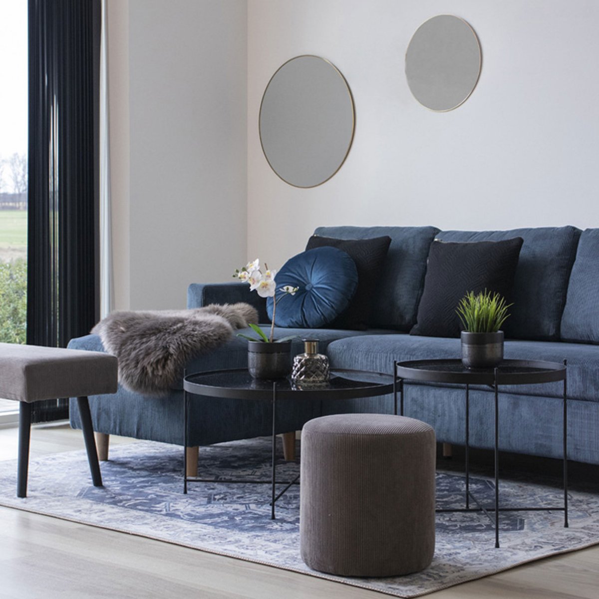 Miroir rond en métal 40cm- JERSEY laiton, HOUSE NORDIC