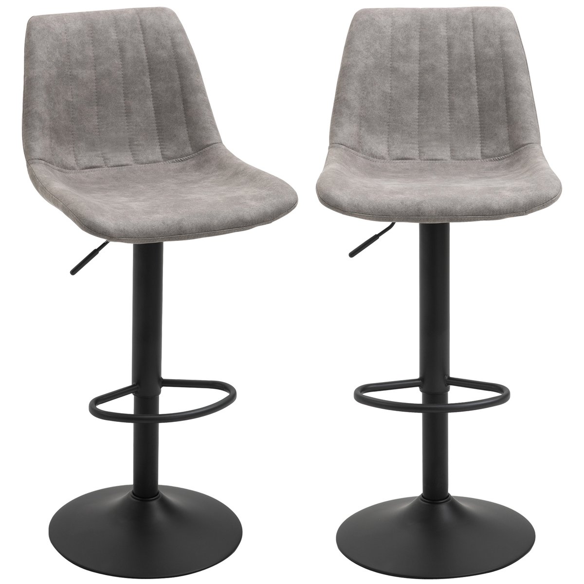 Tabouret de bar Tissu Gris gris et noir, HOMCOM