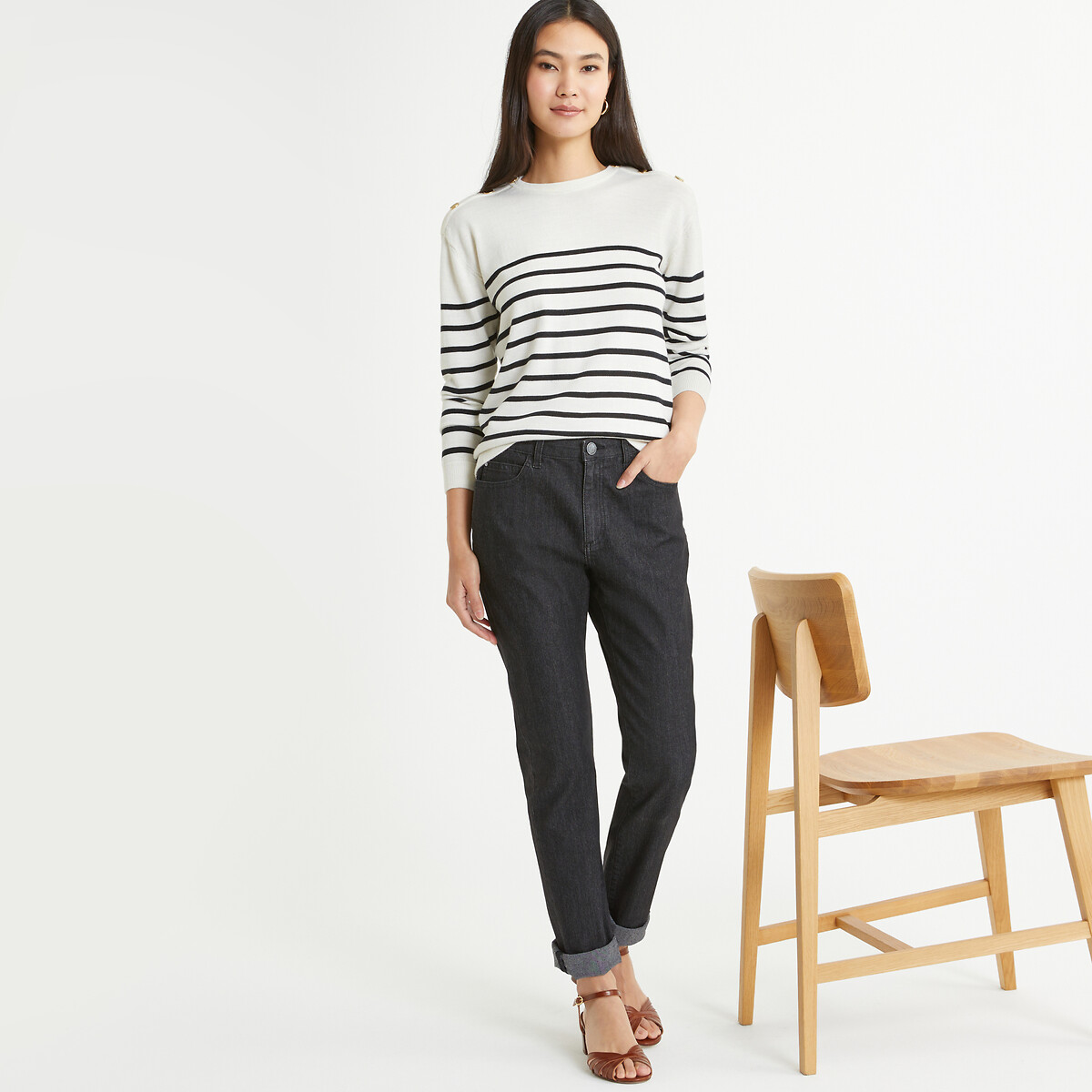 Rechte regular jeans zwart stone, ANNE WEYBURN