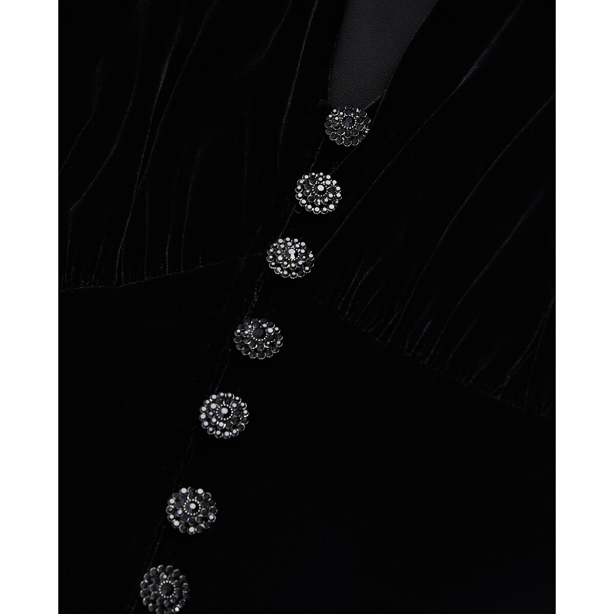 Robe velours mi-longue boutonnée, manches courtes noir, THE KOOPLES
