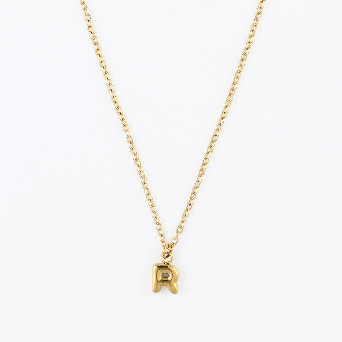 Collier à pendentif lettre R acier inoxydable doré, BALABOOSTE