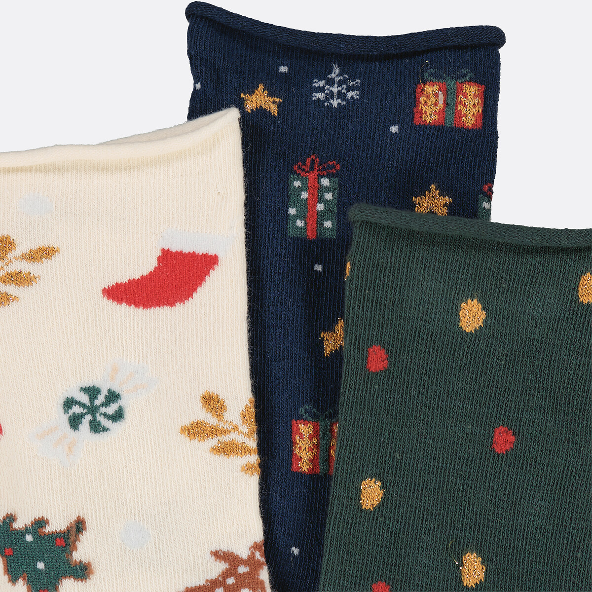 Pack of 3 Pairs of Christmas Socks printed, LA REDOUTE COLLECTIONS