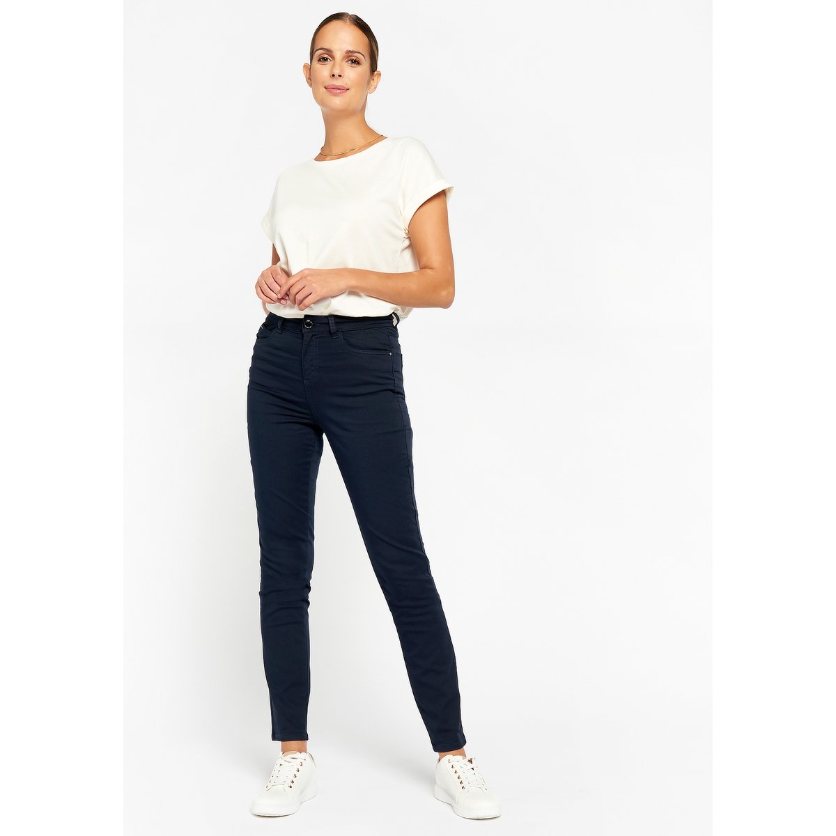 Pantalon skinny taille haute bleu marine, LOLALIZA