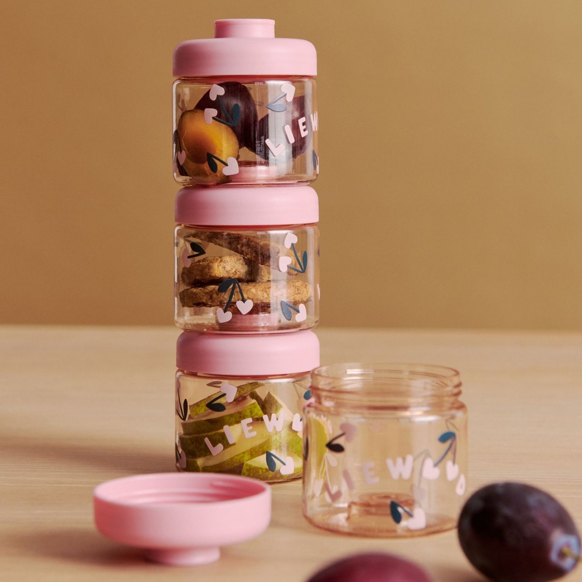 Lot de 4 boîtes alimentaires Dominique rose, bleu, LIEWOOD