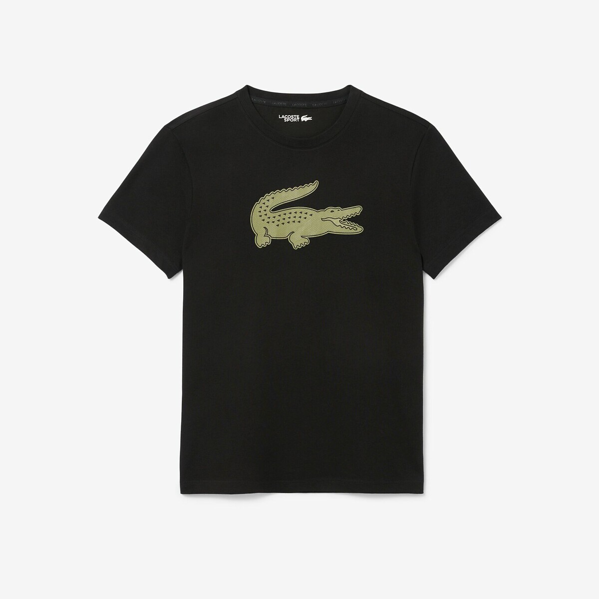 T-shirt de gola redonda Lacoste Sport preto/caqui, LACOSTE