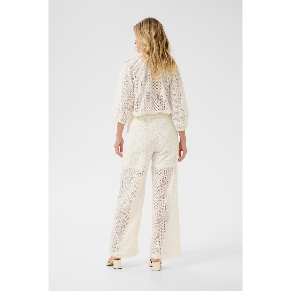 Pantalon casual blanc marshmallow, CREAM