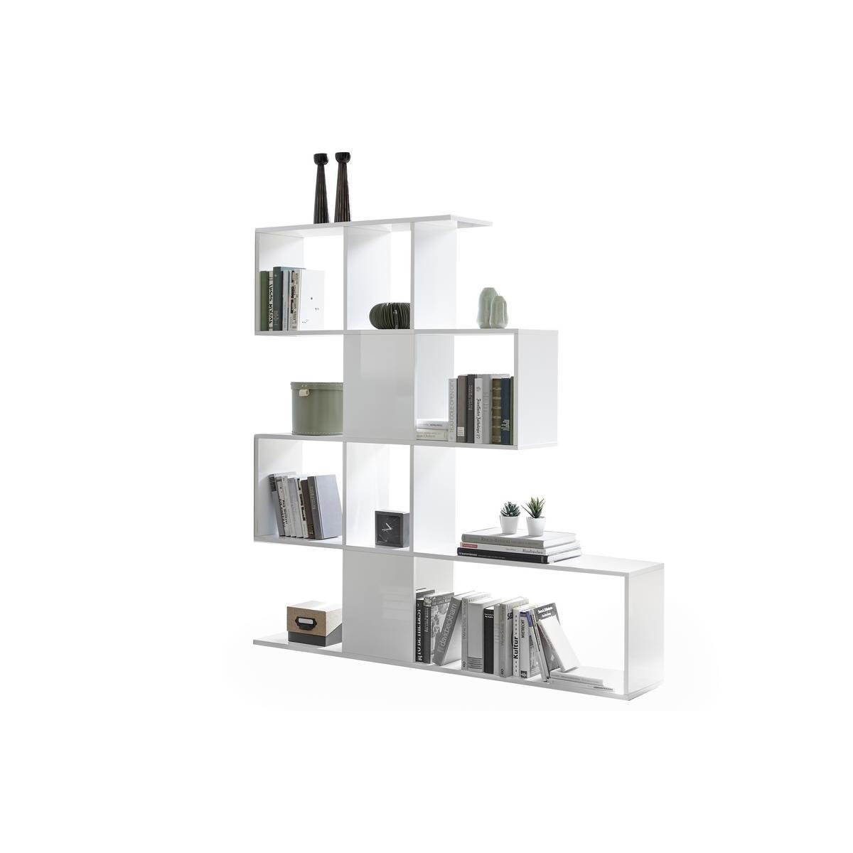 Bibliothèque ouverte séparateur design L139 cm COMO blanc, MILIBOO