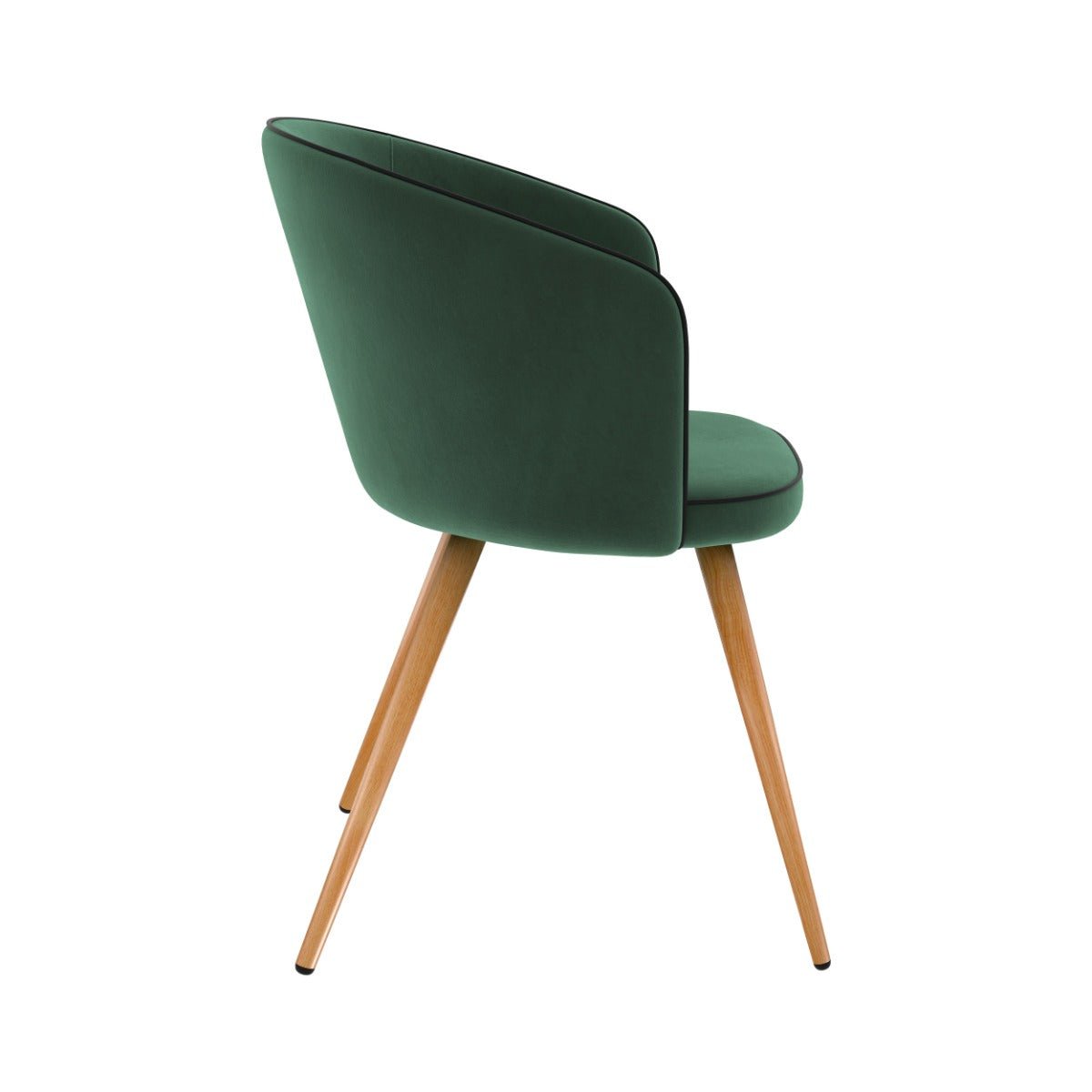 Lot de 2 chaises en velours - CHIARA vert, pieds bois clair, MAISON PAVANE
