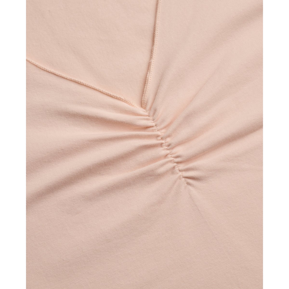 T-shirt Crop Col V Froncé Coupe Ajustée rose poudré, SUPERDRY