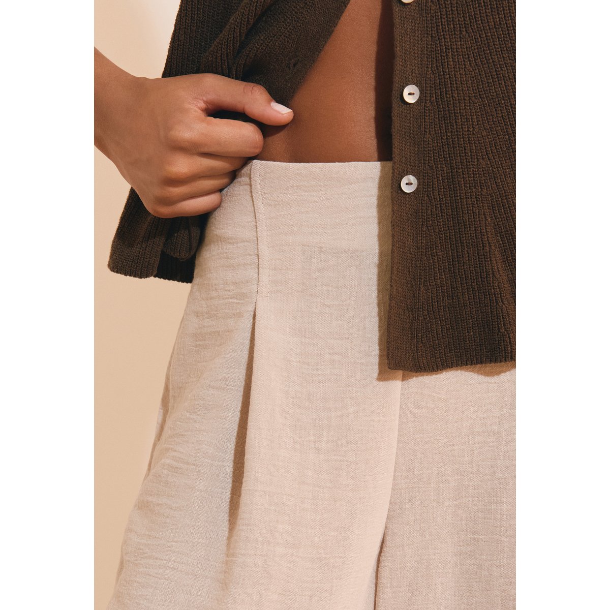 Pantalon fluide large PENELOPE beige, ETAM