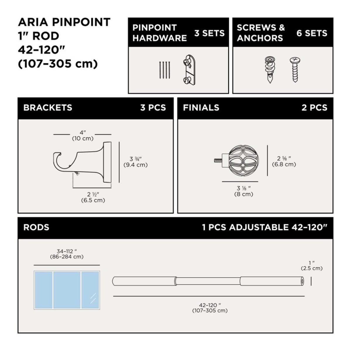 Tringle à rideaux sans percer  Aria Cage Pinpoint noir, UMBRA
