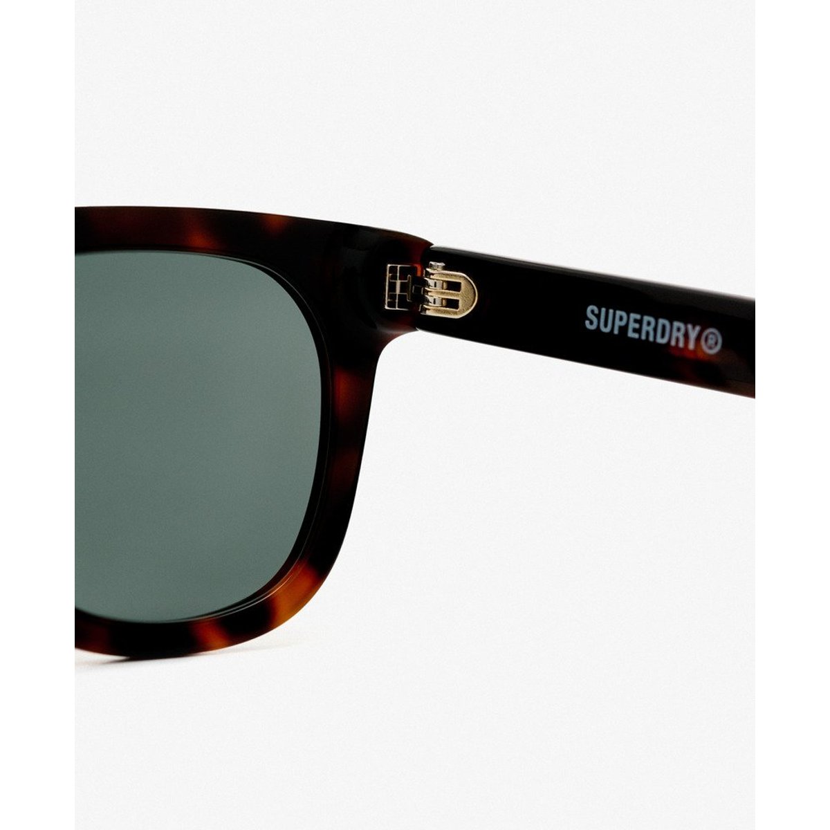 Lunettes de soleil rétro carrées écaille/verres verts, SUPERDRY