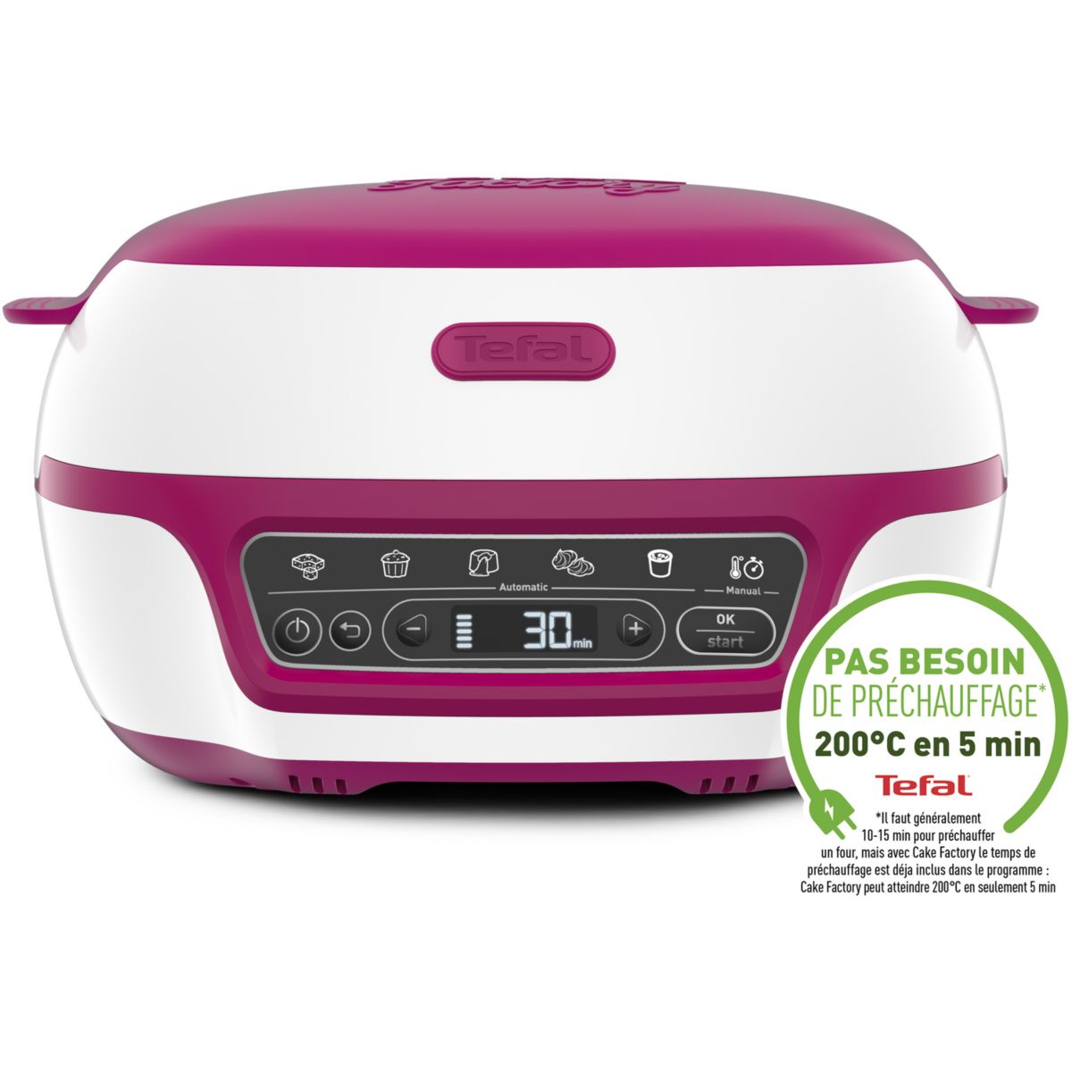 Machine à gâteaux Cake Factory Délices KD810112 blanc et rouge framboise, TEFAL