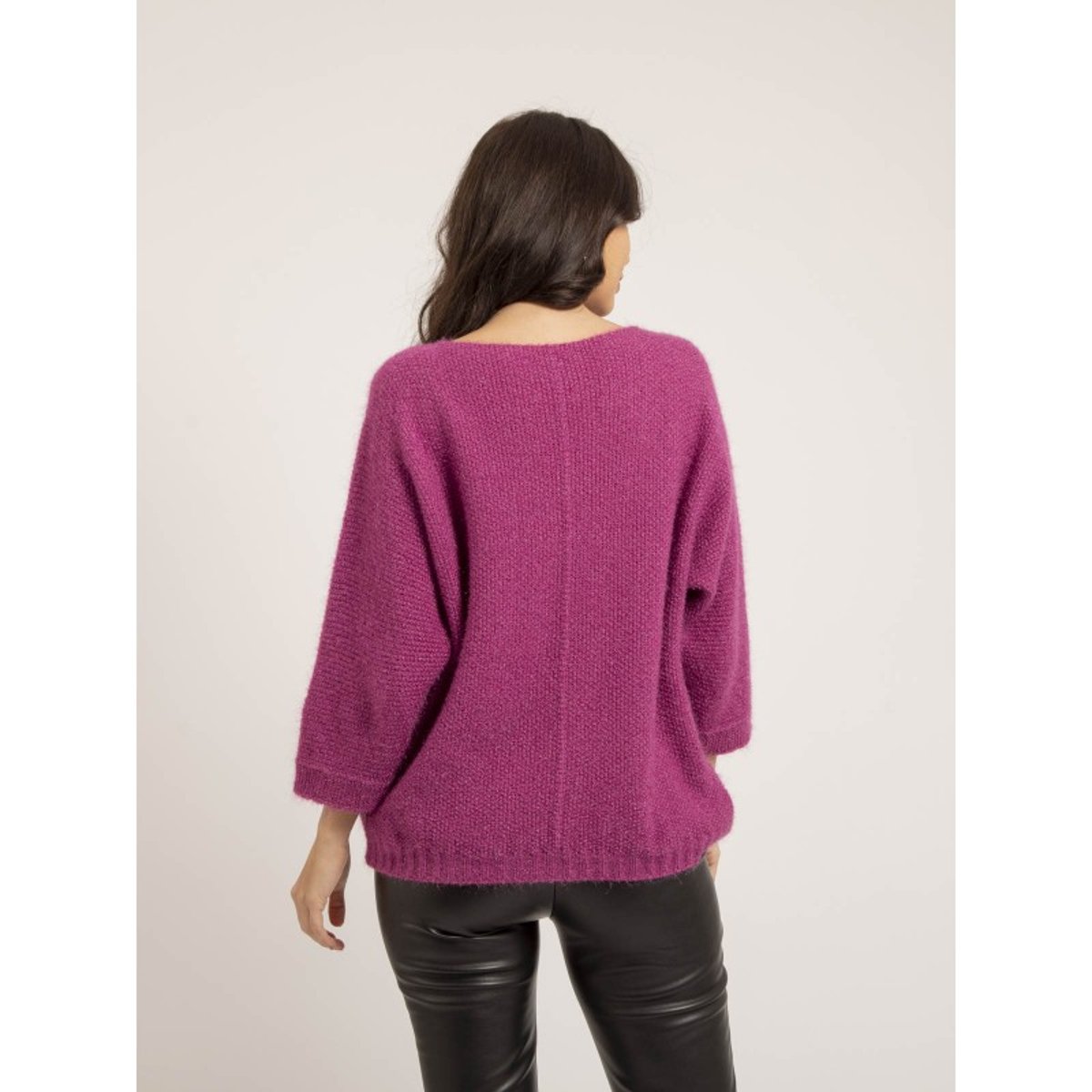 Pull Col V Kafia violet, DONA LISA
