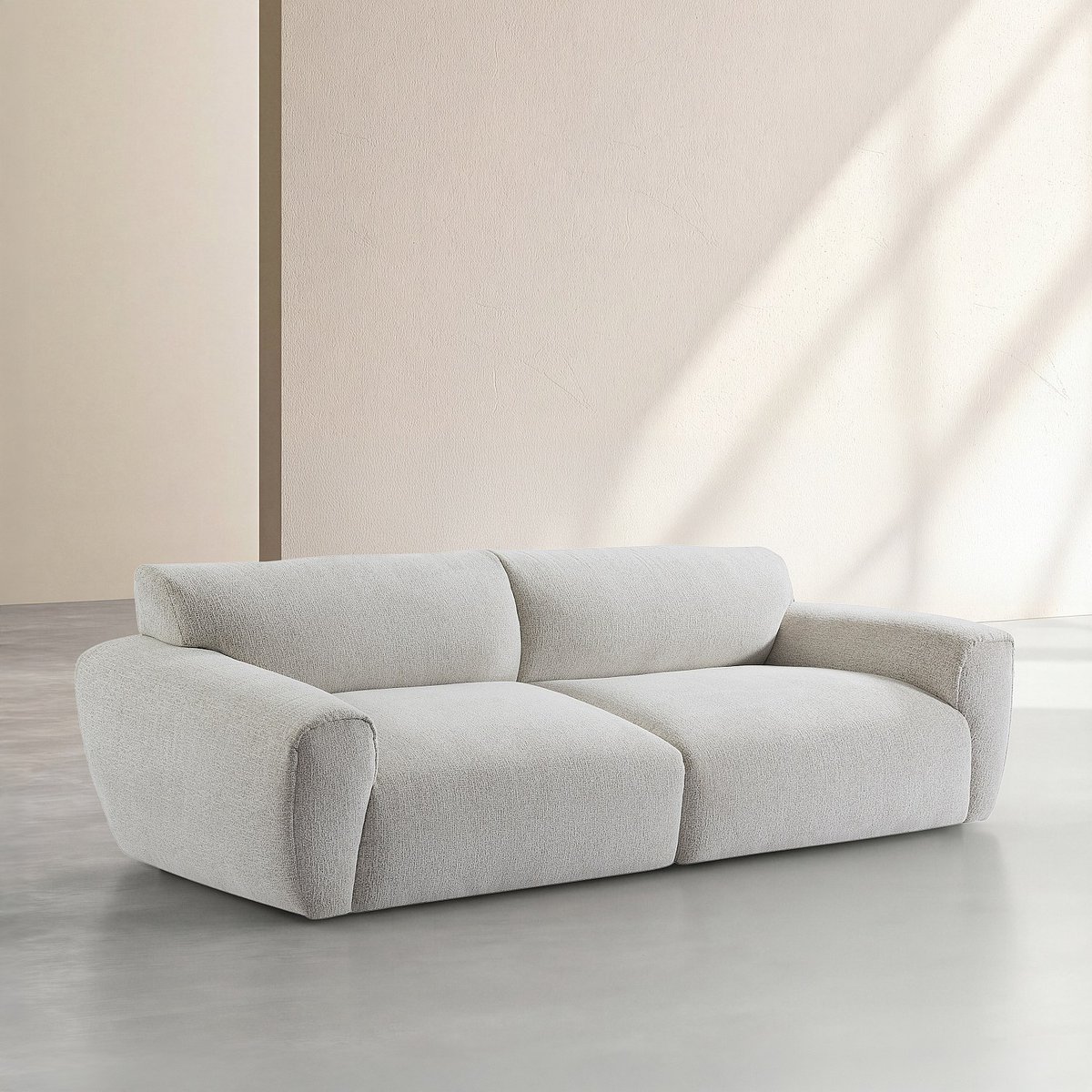 Canapé en tissu chenille AZALEE crème, HABITAT