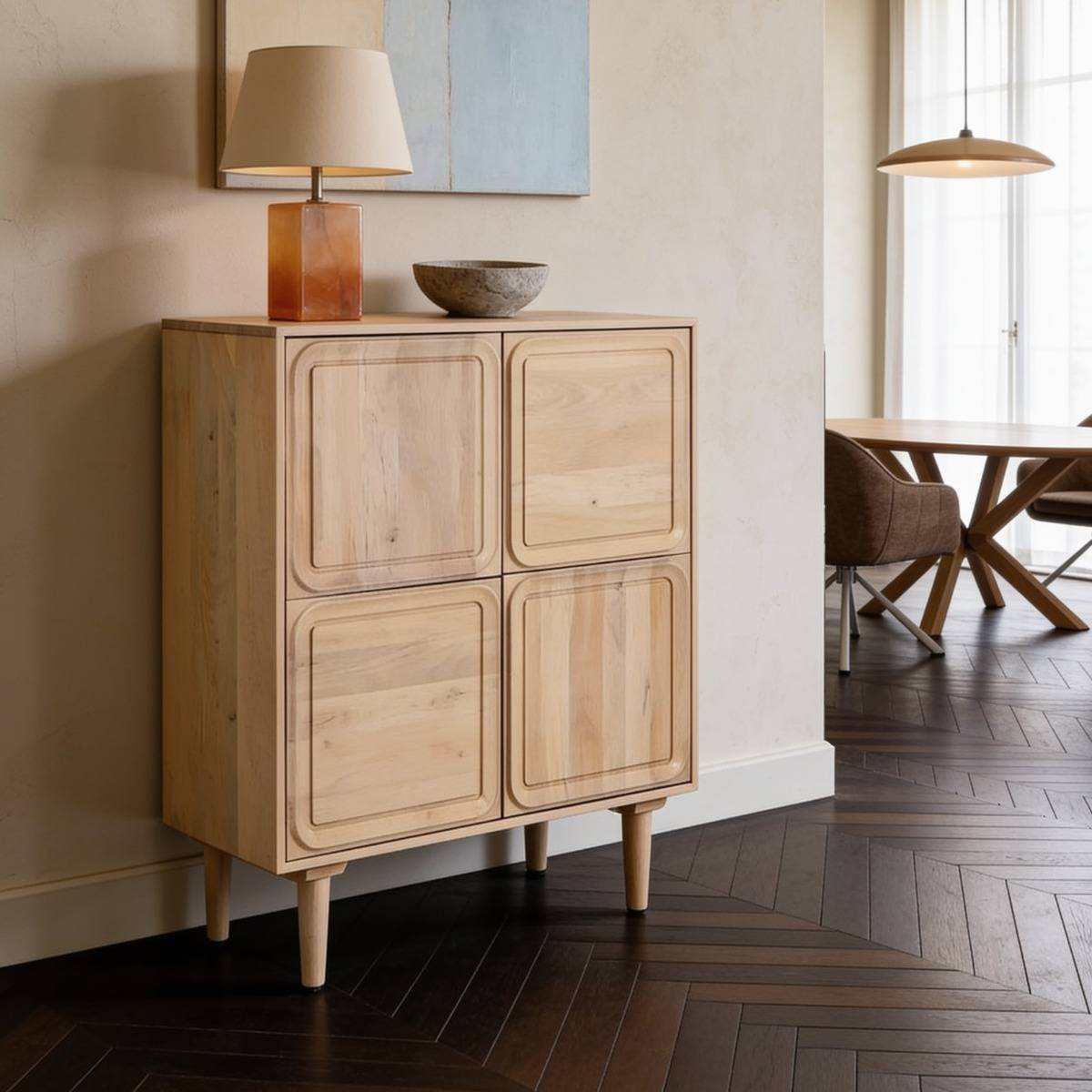 Buffet haut en bois de manguier clair VIVIENNE bois clair, MADE IN MEUBLES 