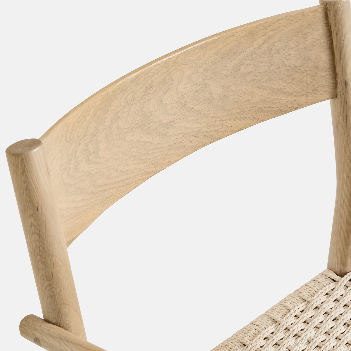 Silla de comedor de roble y chapa con efecto madera blanqueada y cuerda trenzada, TAGA natural, LA REDOUTE INTERIEURS