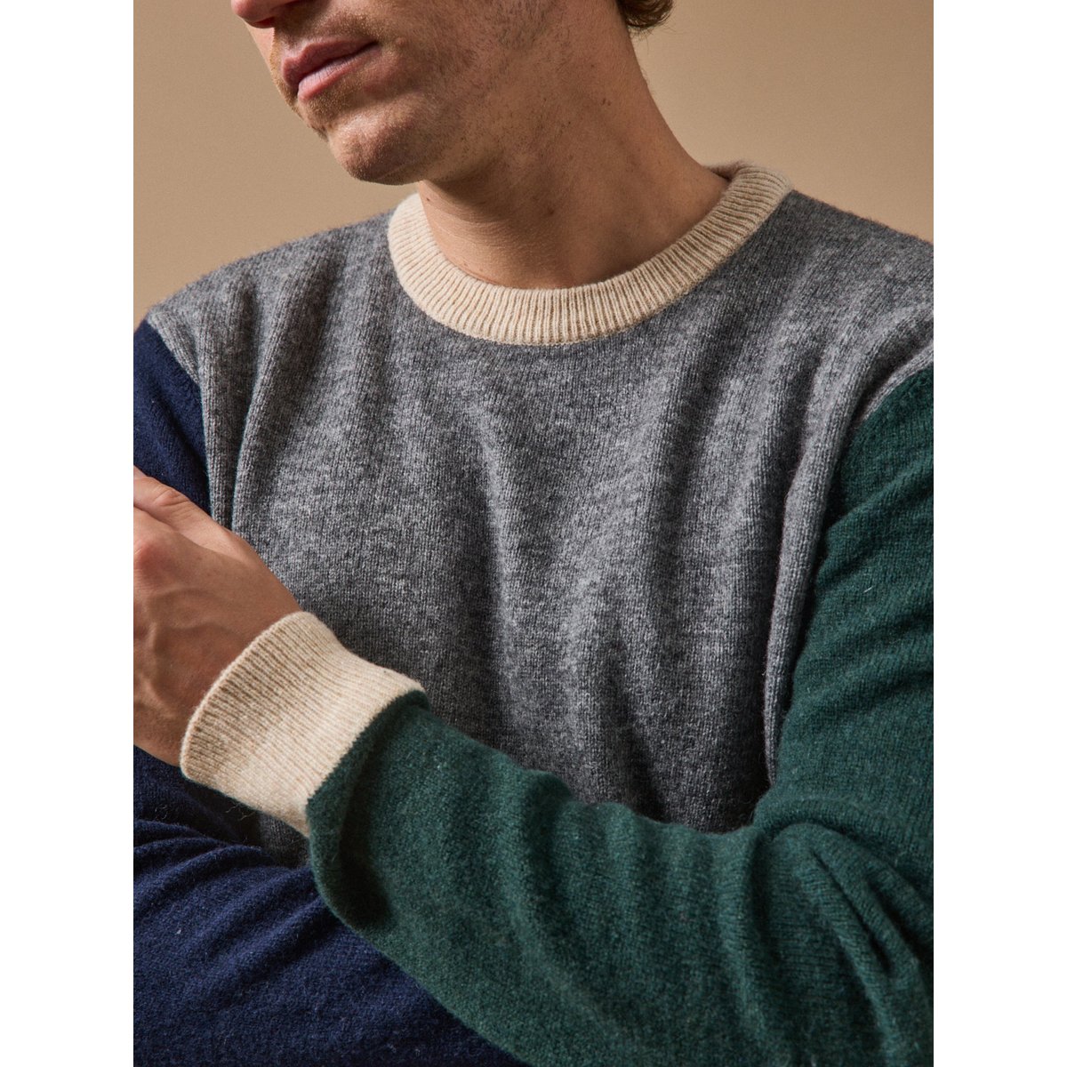 Pull colorblock gris chine moyen, CYRILLUS
