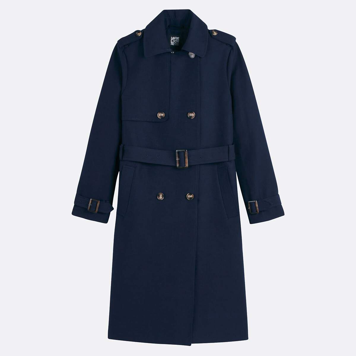 Double-Breasted Trench Coat navy blue, LA REDOUTE COLLECTIONS