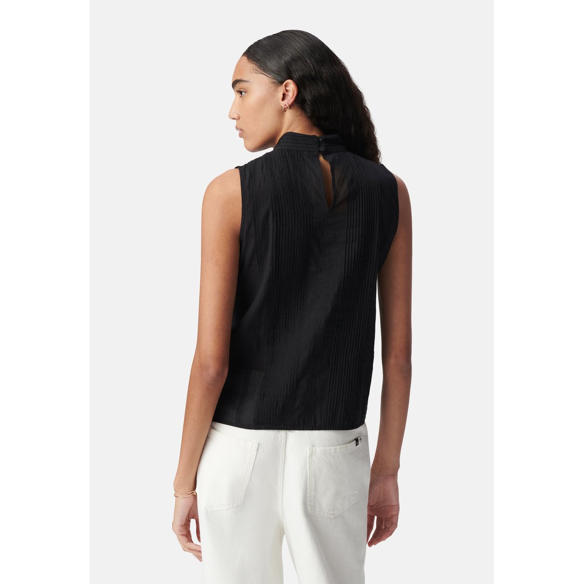 Top coton bio décor passementerie noir, IKKS