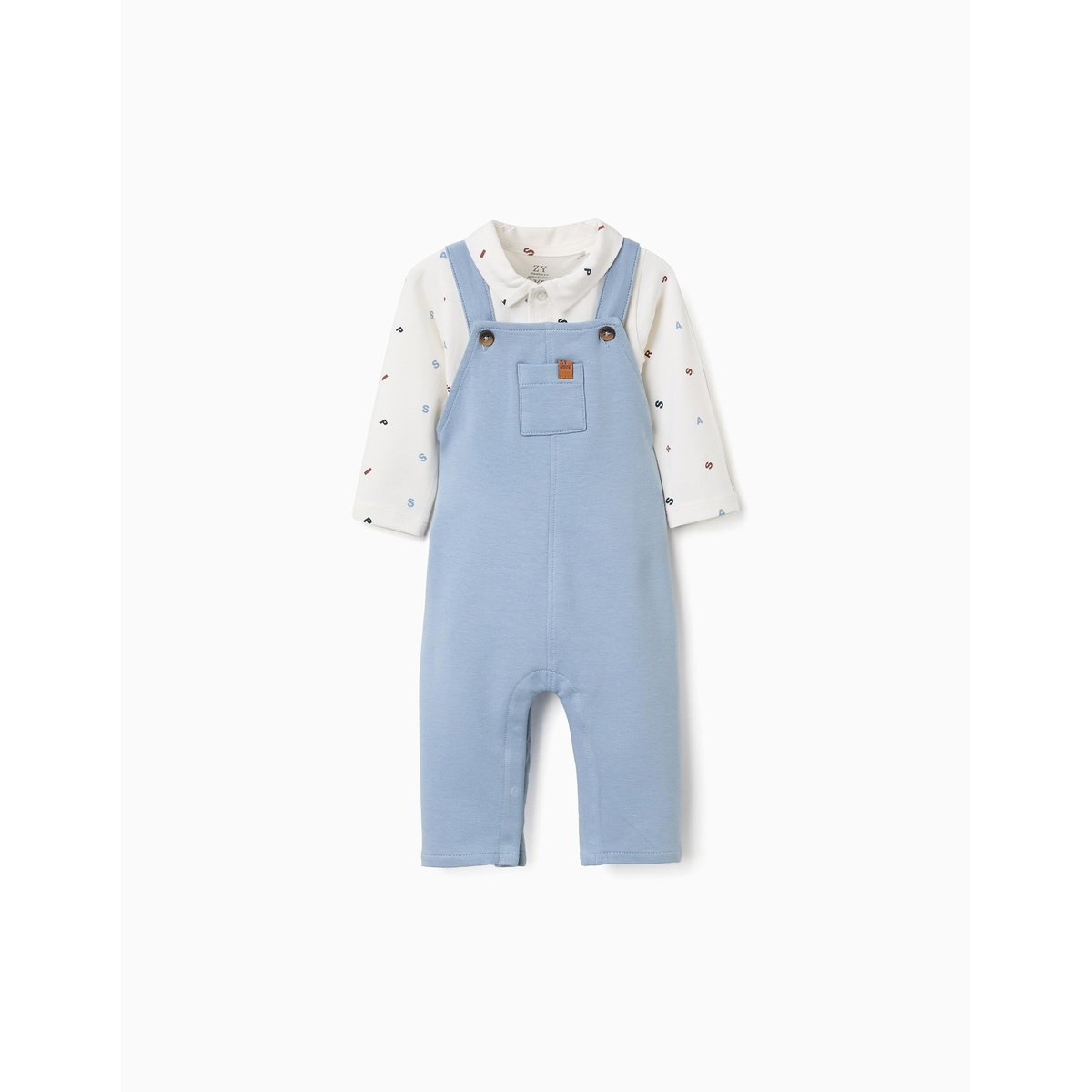 Ensemble body et salopette en coton bleu clair, ZIPPY