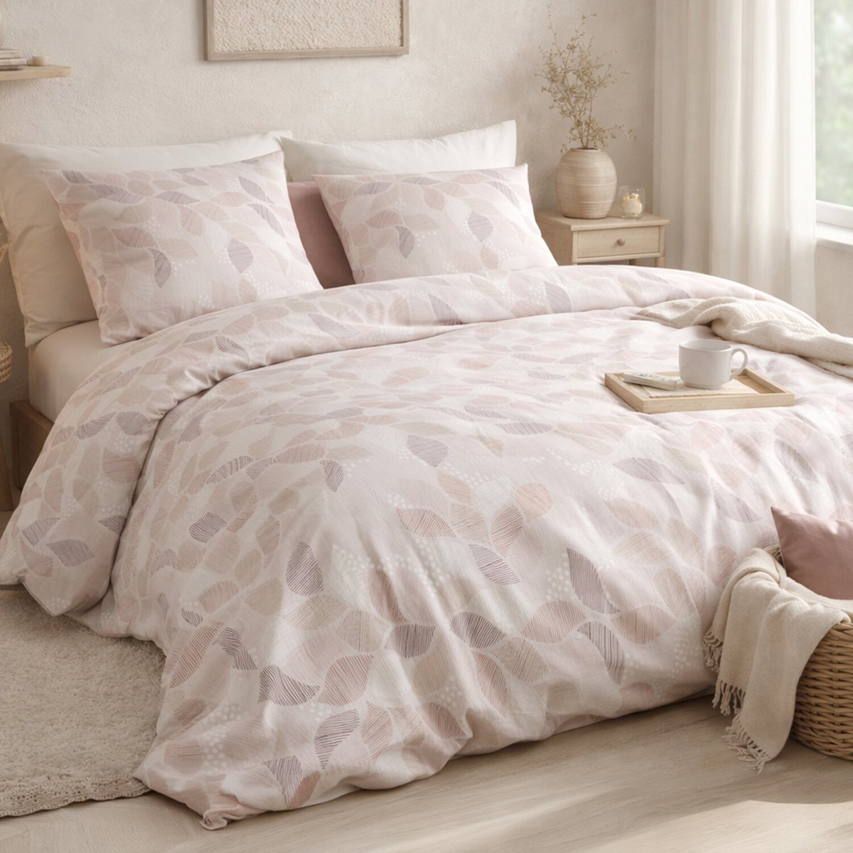 Parure housse de couette en coton imprimée, Alix multicolore, ATELIER DU COTON