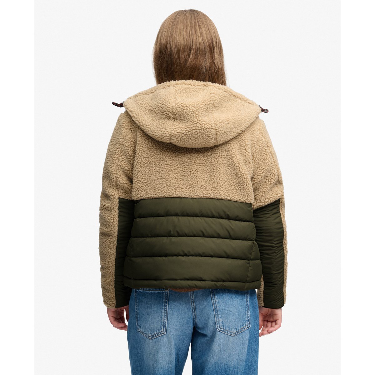 Veste Hybride Matelassée Outdoor Borg poivre blanc chiné, SUPERDRY
