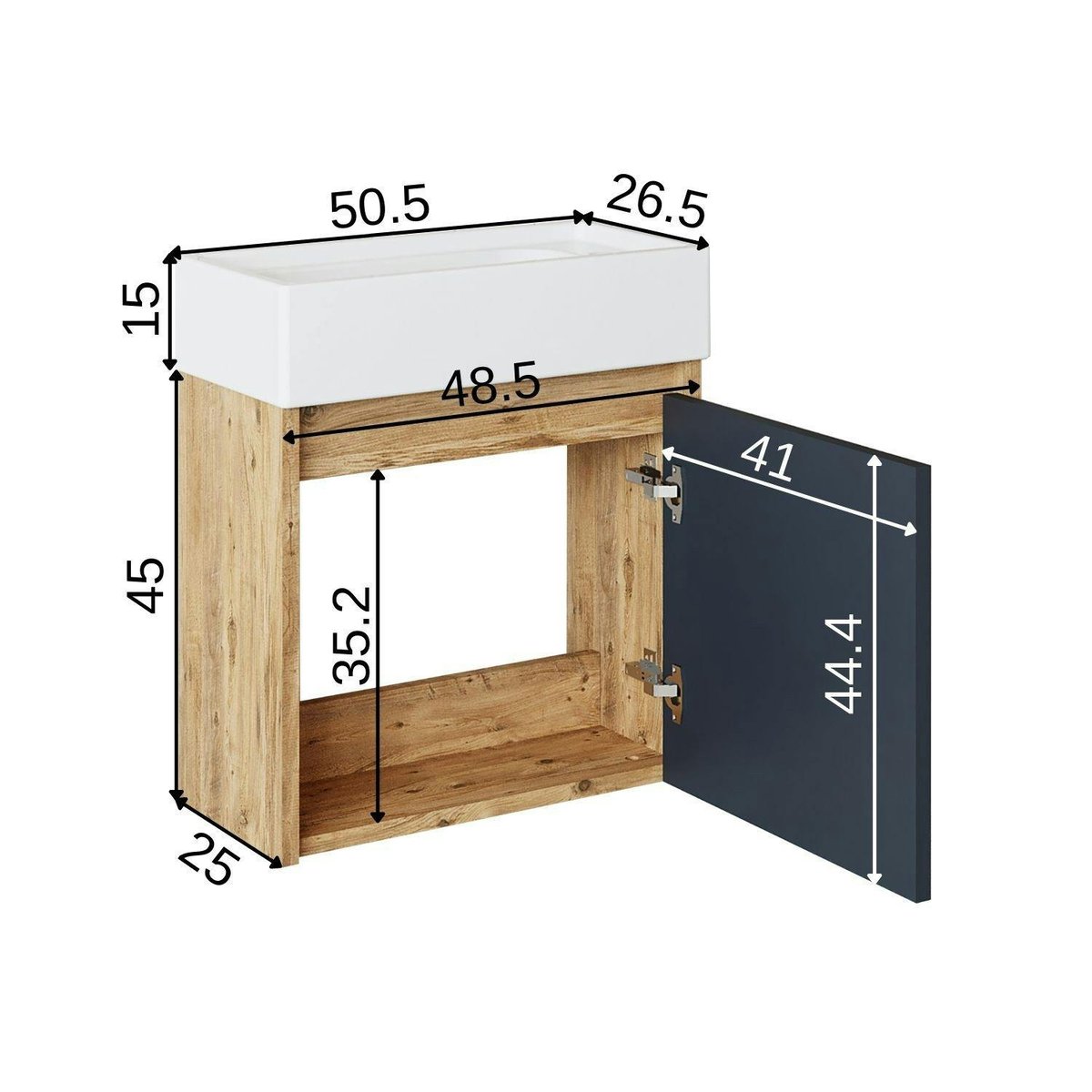 Lave-mains suspendu avec vasque LUA anthracite, PIER IMPORT