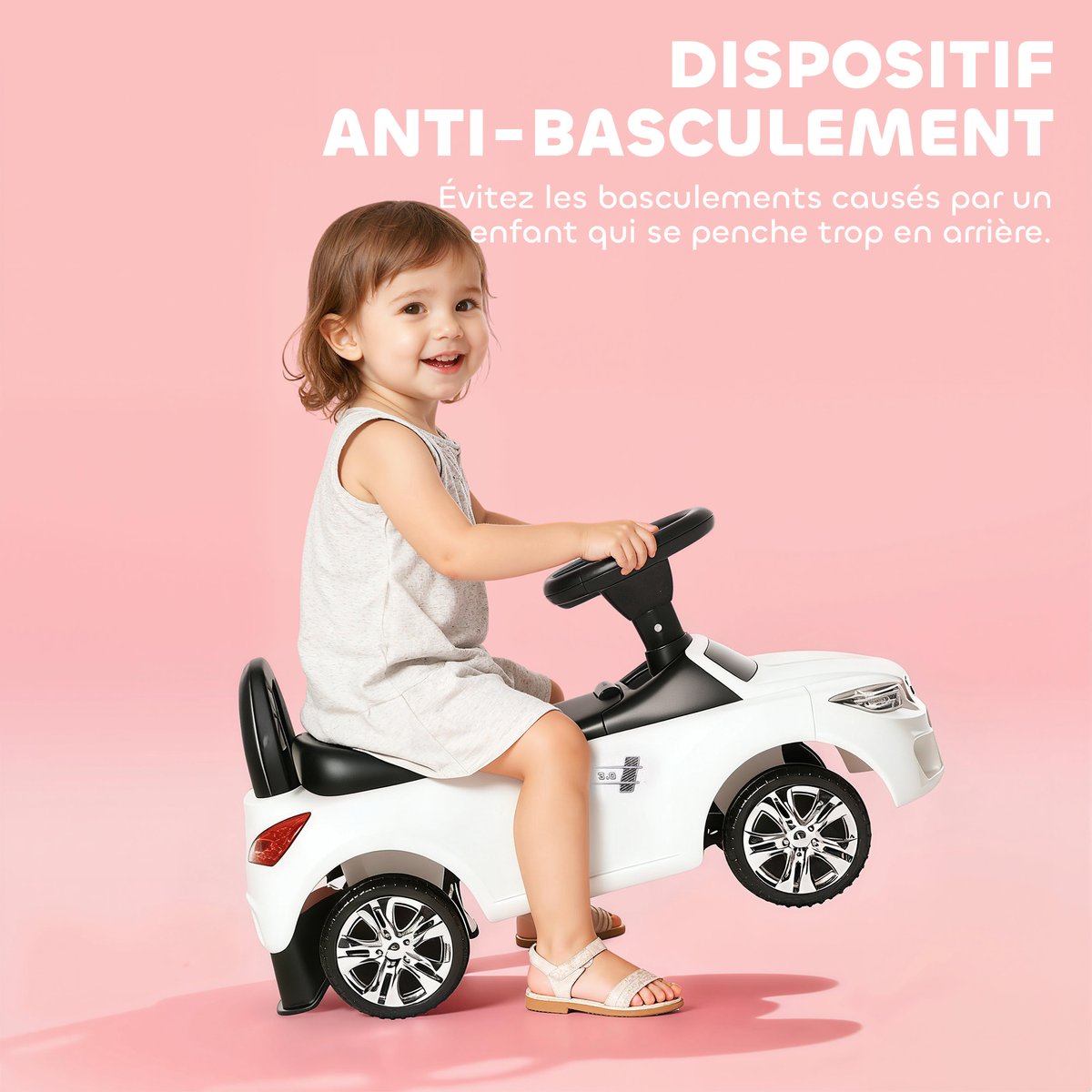 Voiture à glissière pour enfants PP Rouge blanc, HOMCOM