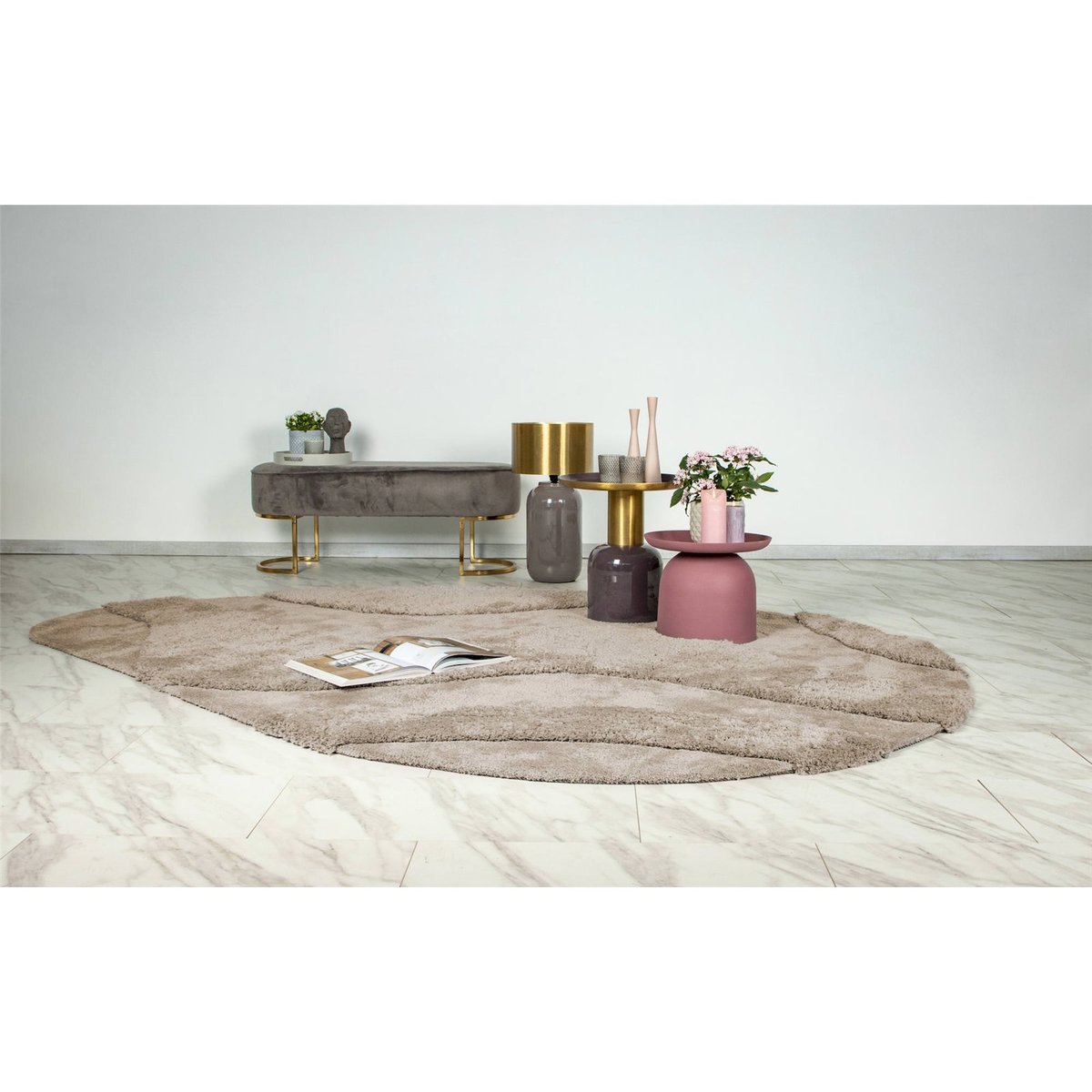 Tapis ovale style scandinave, Poils courts beige sable chaleureux, ARTE ESPINA