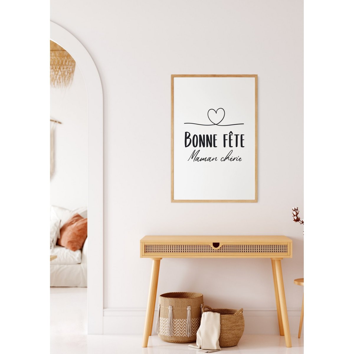 Affiche 'Bonne fête maman chérie...' blanc, L'AFFICHERIE