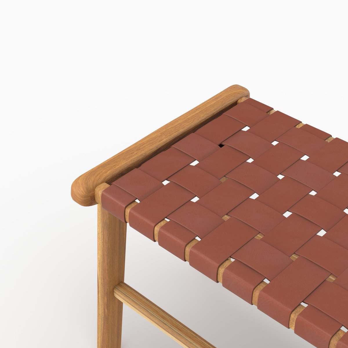 Banc 120 cm en cuir de teck - KUNA marron, MAISON PAVANE