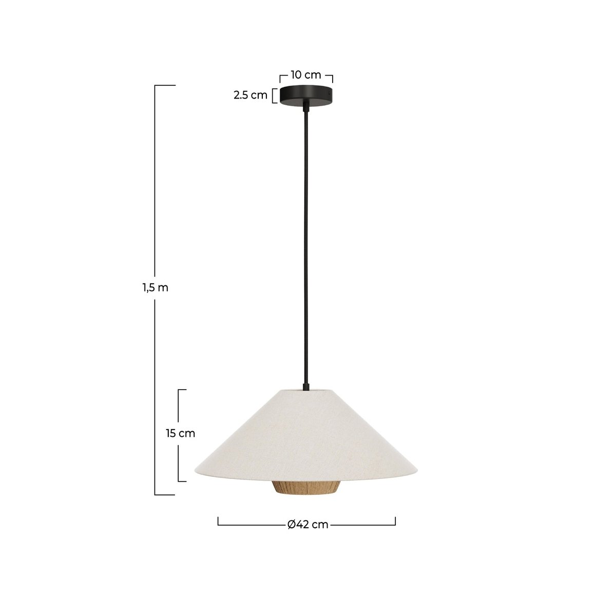 Suspension en lin et raphia - ROMA beige, MAISON PAVANE