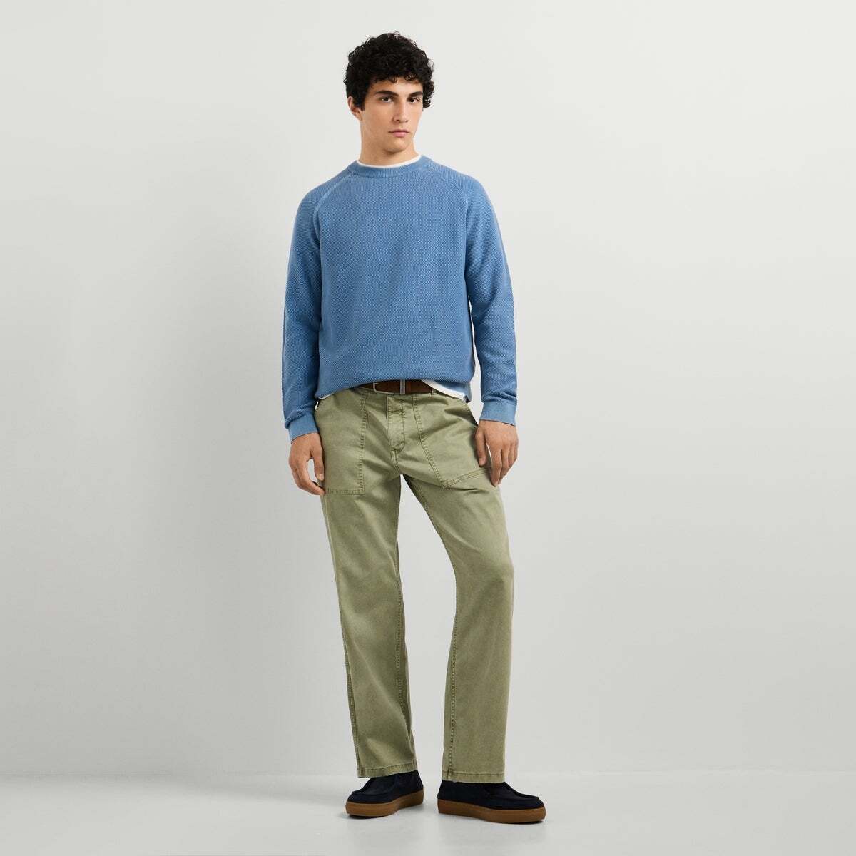 Pull Piqué Coupe Regular bleu mer, PEPE JEANS