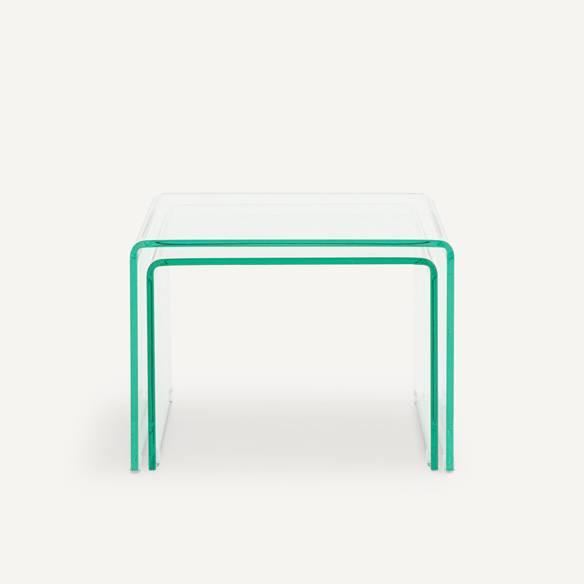 Lot de 2 bouts de canapé verre trempé, Cristalline transparent, AM.PM