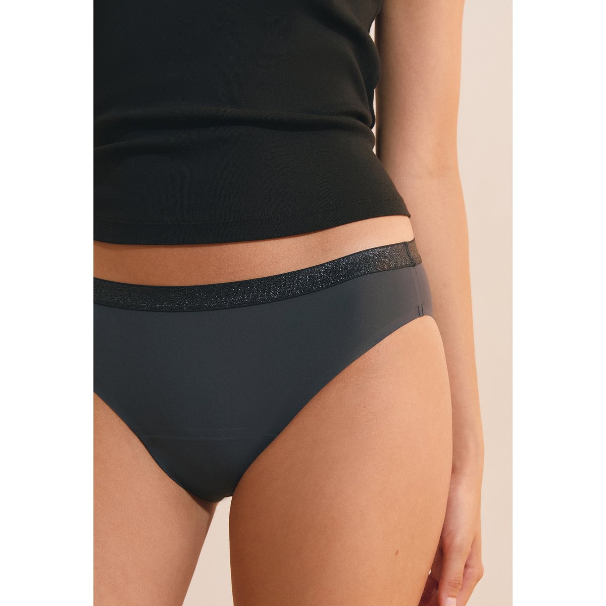Culotte menstruelle taille haute - Flux abondant AYA noir, ETAM